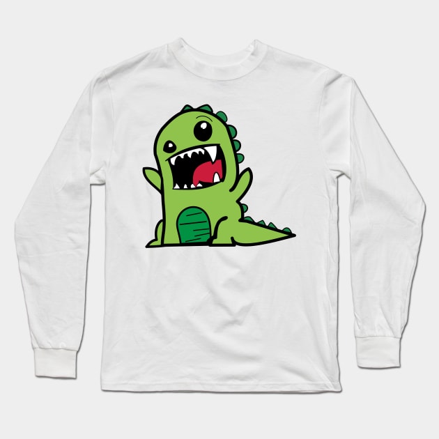 Cute Dinosaur Long Sleeve T-Shirt by zkeenum